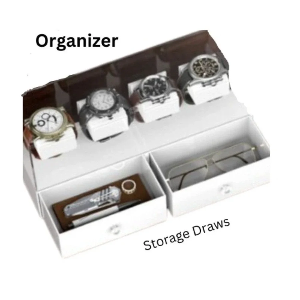 PILIPILI Acrylic Watch Case Organizer For Men Watch Display Case 2 Drawers